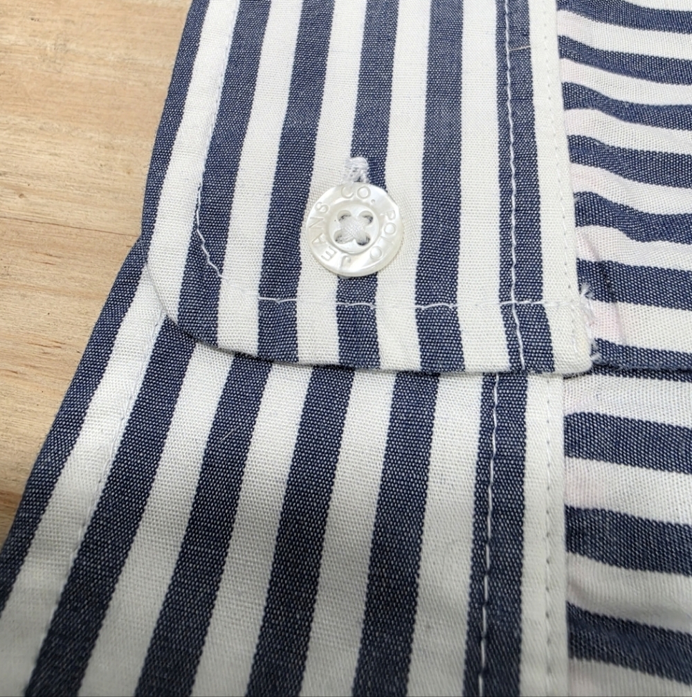 Ralph Lauren Polo Jeans Co. Women Striped Collar Long Sleeve Button Up Shirt M - Picture 12 of 16